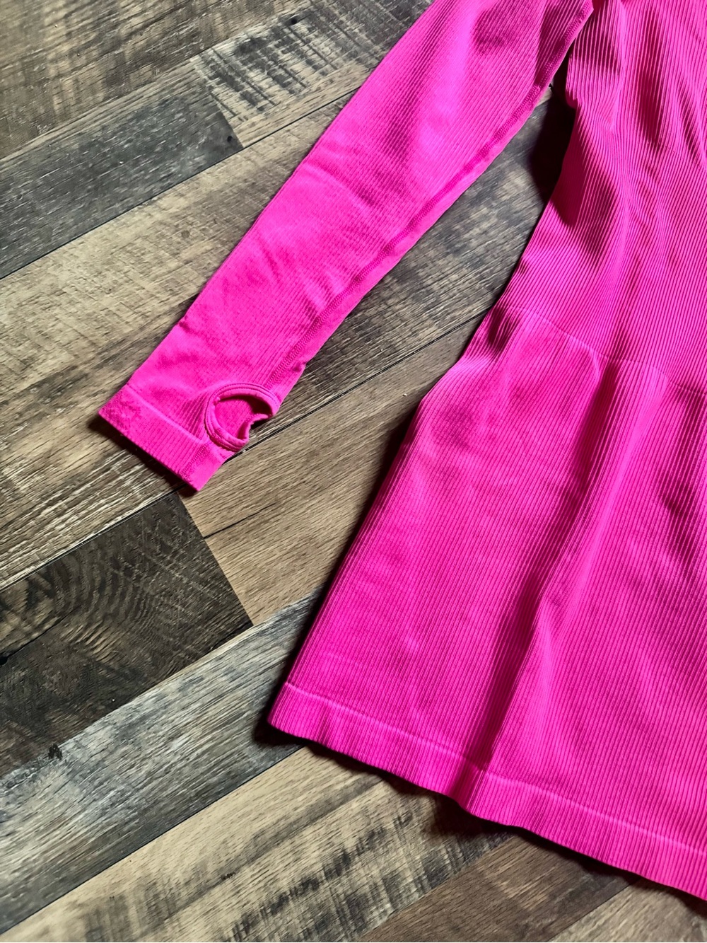 Long Sleeve Ribbed Mini Bodycon Dress in Hot Pink - Picture 2 of 7